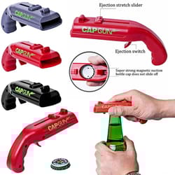 pistol bottle opener cap launcher – fun beer bottle opener with cap gun action