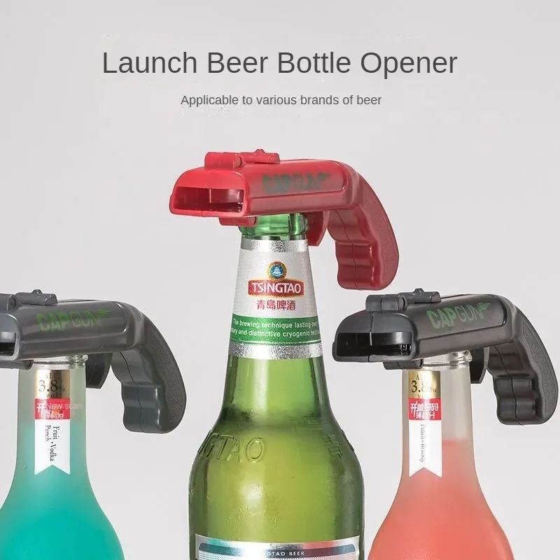 Pistol Bottle Opener Cap Launcher Fun Beer Bottle Opener With Cap Gun Action 3