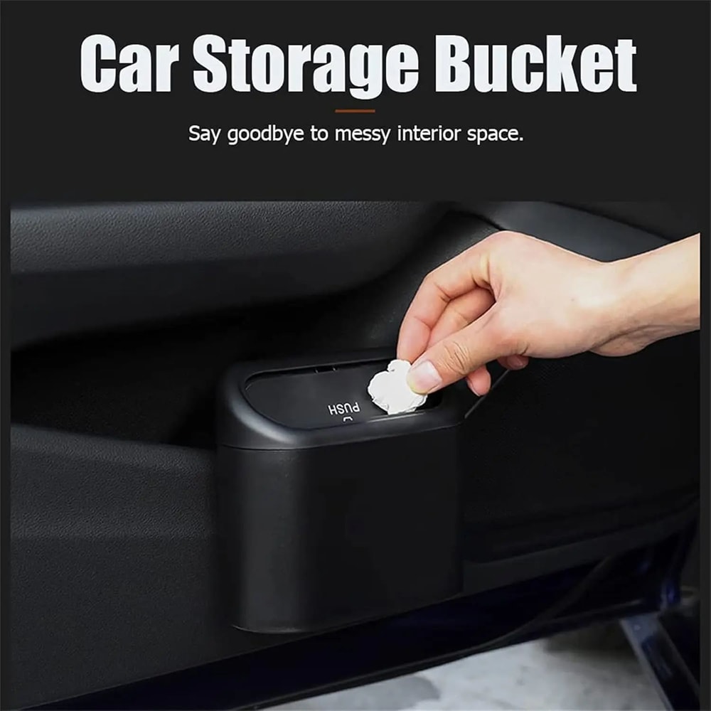 Universal Leakproof Car Trash Can With Lid Mini Vehicle Garbage Bin Organizer 1