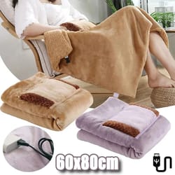 usb rechargeable winter warming flannel electric blanket with pocket – portable heated knee & hand warmer