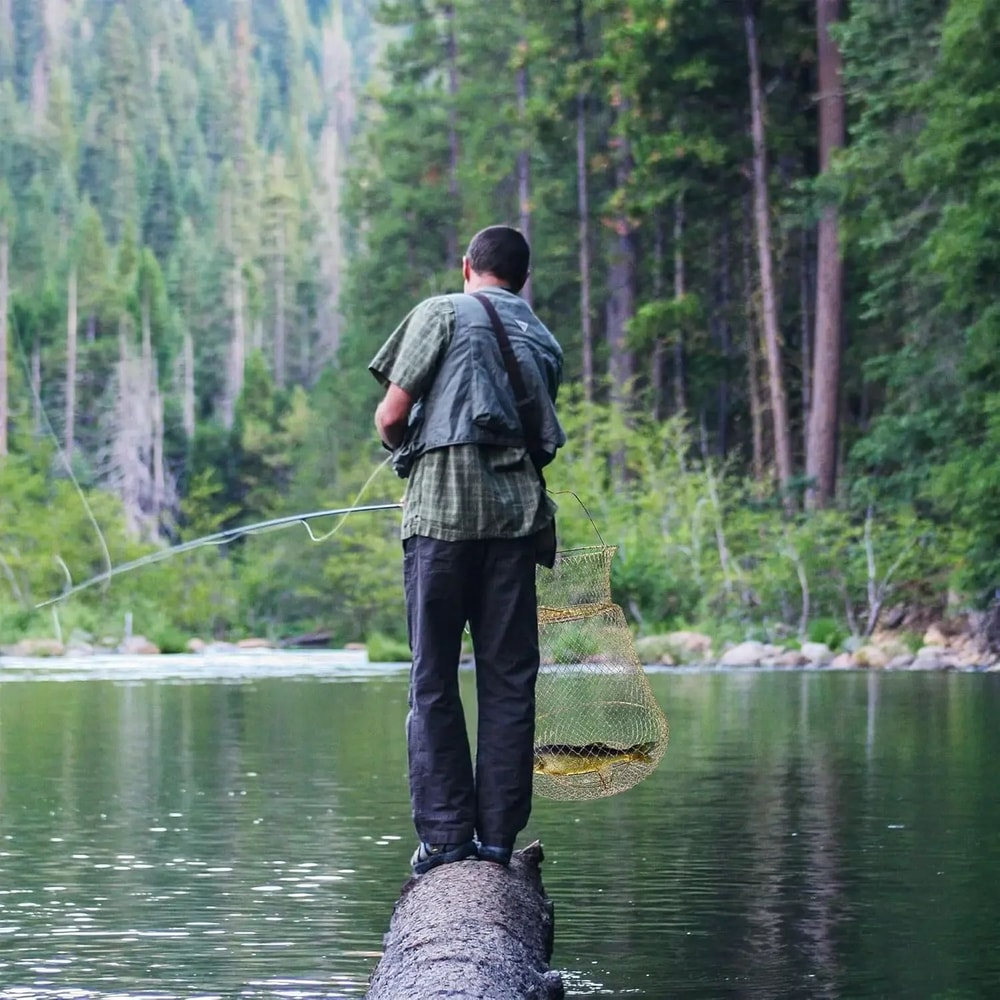 Portable Folding Steel Wire Fish Basket For Live Catch Shrimp Fishing 1