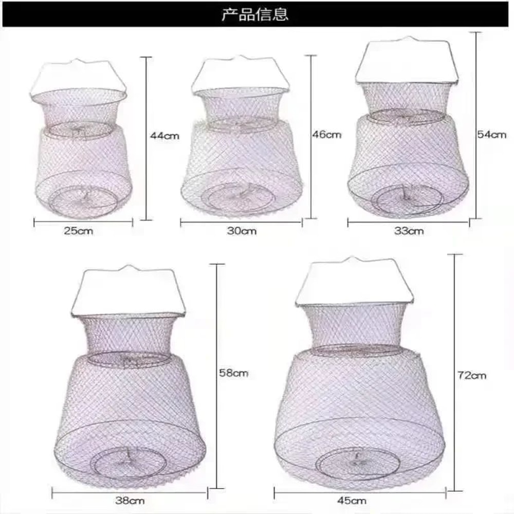 Portable Folding Steel Wire Fish Basket For Live Catch Shrimp Fishing 5