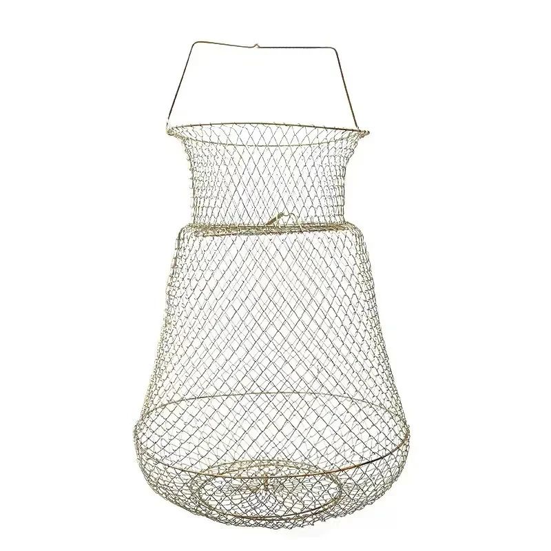 Portable Folding Steel Wire Fish Basket For Live Catch Shrimp Fishing 6