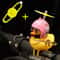 Yellow Rubber Duck Car Ornament With Helmet Propeller Fun Dashboard Duck Decoration Squeeze Toy 0
