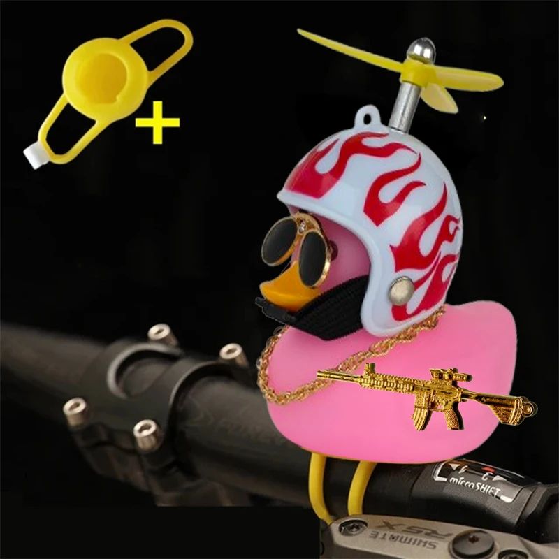 Yellow Rubber Duck Car Ornament With Helmet Propeller Fun Dashboard Duck Decoration Squeeze Toy 13