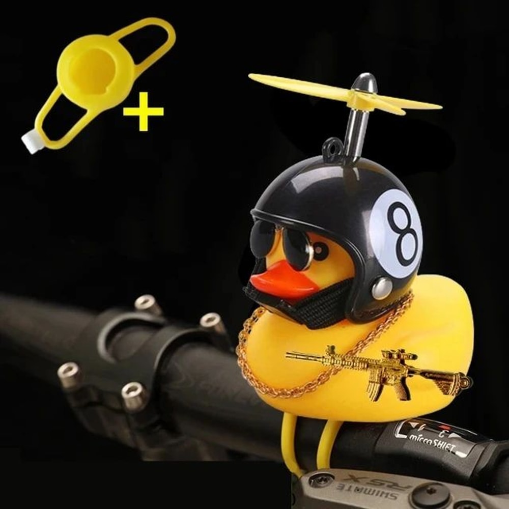 Yellow Rubber Duck Car Ornament With Helmet Propeller Fun Dashboard Duck Decoration Squeeze Toy 2