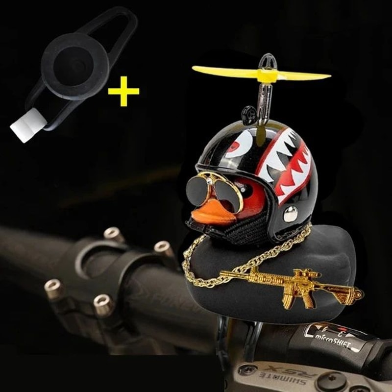 Yellow Rubber Duck Car Ornament With Helmet Propeller Fun Dashboard Duck Decoration Squeeze Toy 6