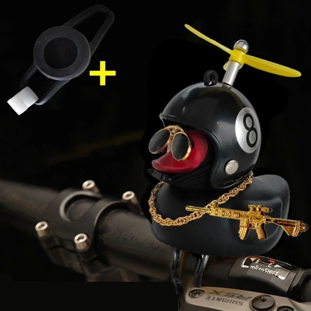 Yellow Rubber Duck Car Ornament With Helmet Propeller Fun Dashboard Duck Decoration Squeeze Toy 7