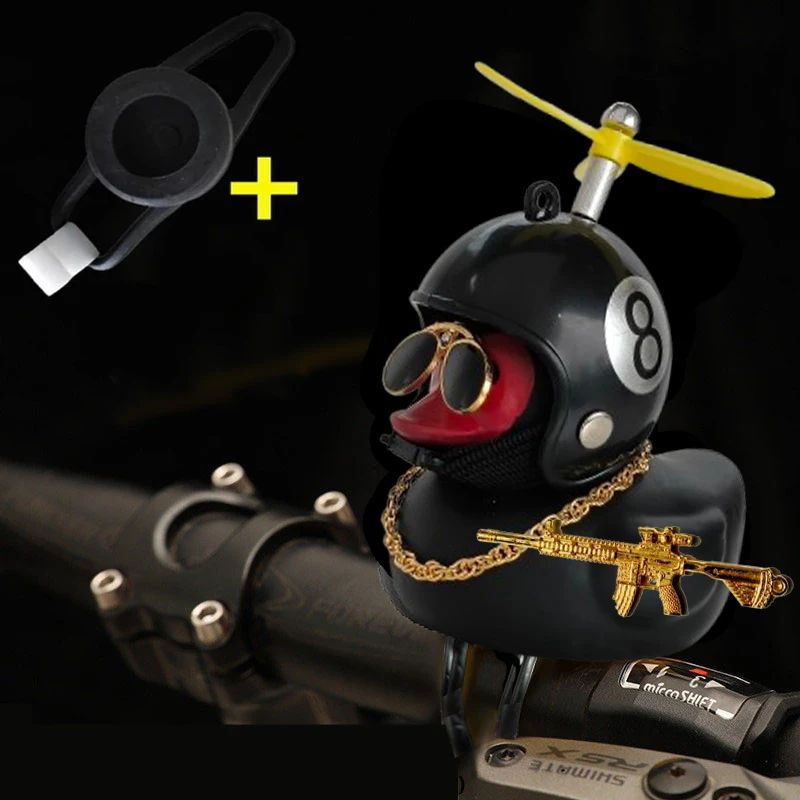 Yellow Rubber Duck Car Ornament With Helmet Propeller Fun Dashboard Duck Decoration Squeeze Toy 7