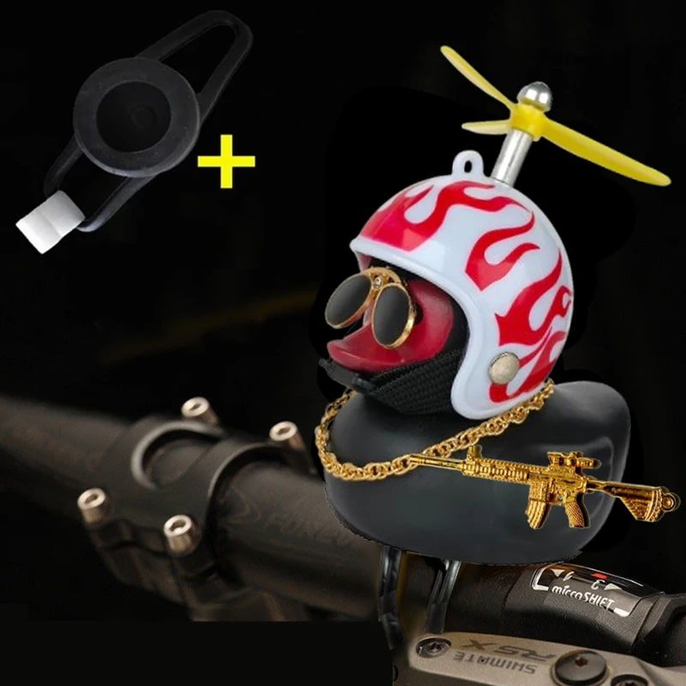 Yellow Rubber Duck Car Ornament With Helmet Propeller Fun Dashboard Duck Decoration Squeeze Toy 9