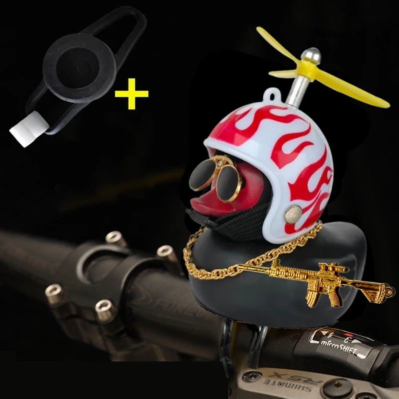 Yellow Rubber Duck Car Ornament With Helmet Propeller Fun Dashboard Duck Decoration Squeeze Toy 9