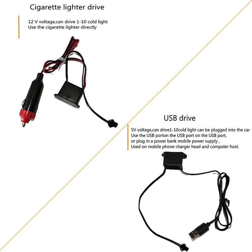 USB Neon LED Car Interior Light Strip Flexible Ambient Lighting 1