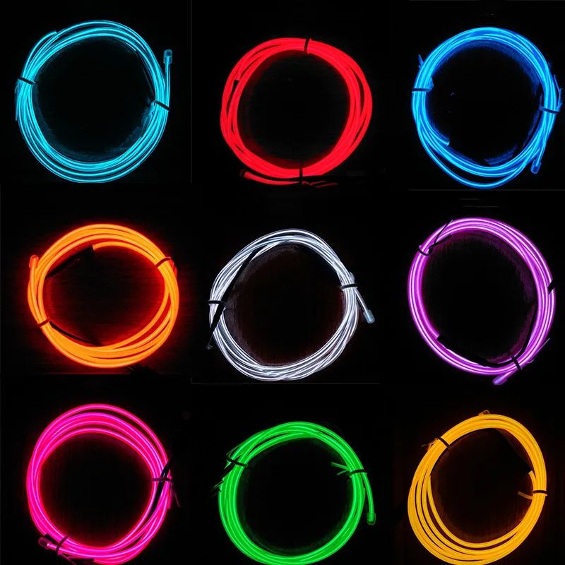 USB Neon LED Car Interior Light Strip Flexible Ambient Lighting 3