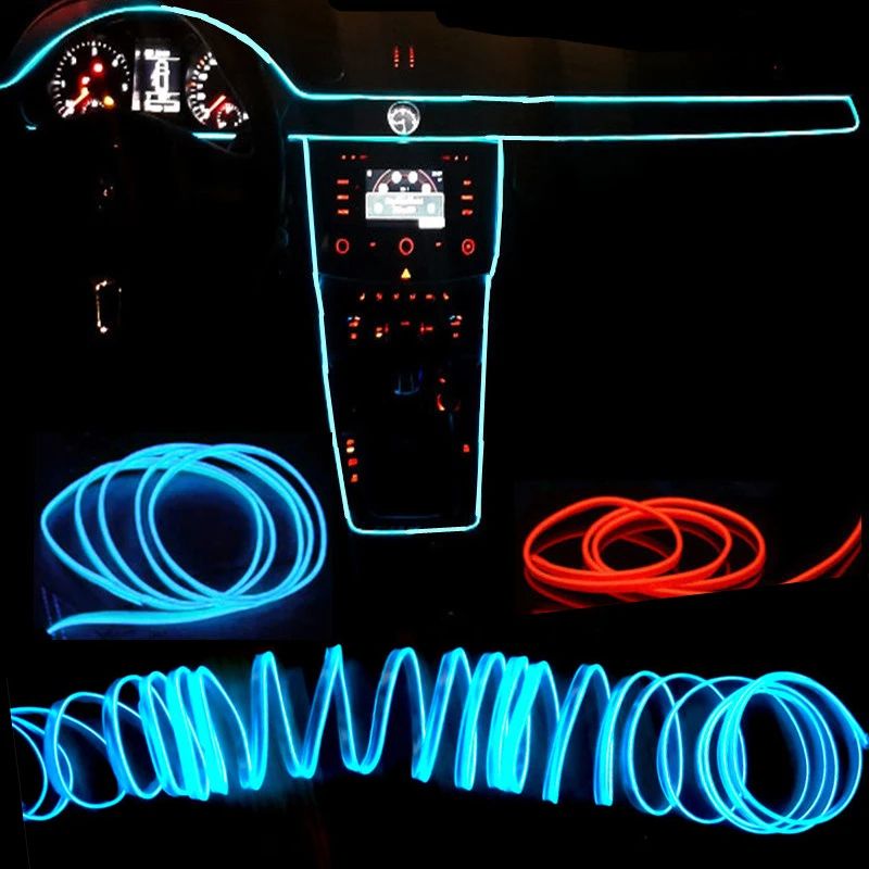 USB Neon LED Car Interior Light Strip Flexible Ambient Lighting 5