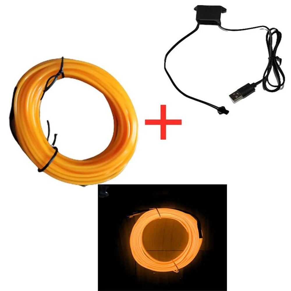 USB Neon LED Car Interior Light Strip Flexible Ambient Lighting 11