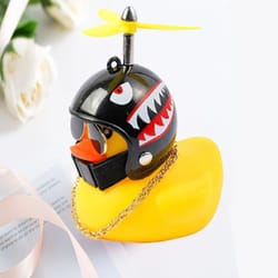 helmeted yellow duck bike ornament – cute bike duck accessory for cycling & motorbike decor