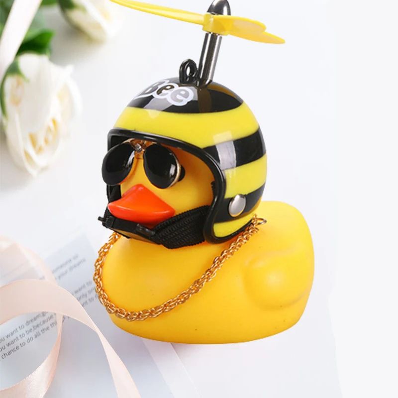 Helmeted Yellow Duck Bike Ornament Cute Bike Duck Accessory For Cycling Motorbike Decor 2