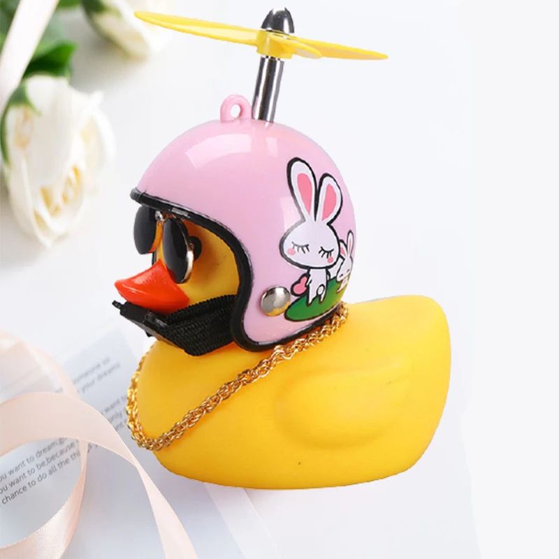 Helmeted Yellow Duck Bike Ornament Cute Bike Duck Accessory For Cycling Motorbike Decor 3