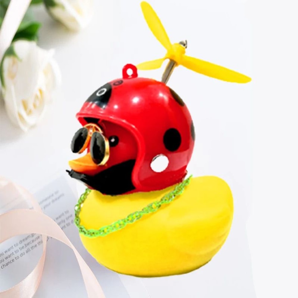 Helmeted Yellow Duck Bike Ornament Cute Bike Duck Accessory For Cycling Motorbike Decor 4