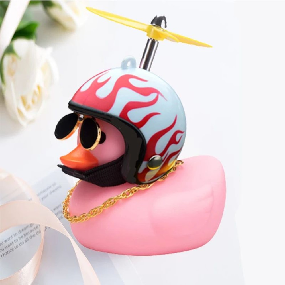 Helmeted Yellow Duck Bike Ornament Cute Bike Duck Accessory For Cycling Motorbike Decor 13