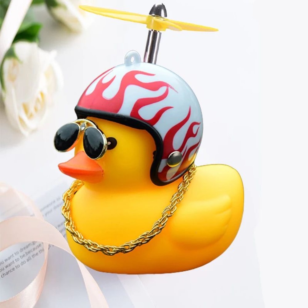 Helmeted Yellow Duck Bike Ornament Cute Bike Duck Accessory For Cycling Motorbike Decor 5