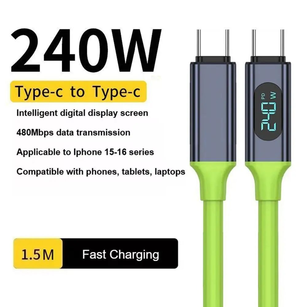240W USBC To USBC Fast Charging Cable With RealTime Power Display 0