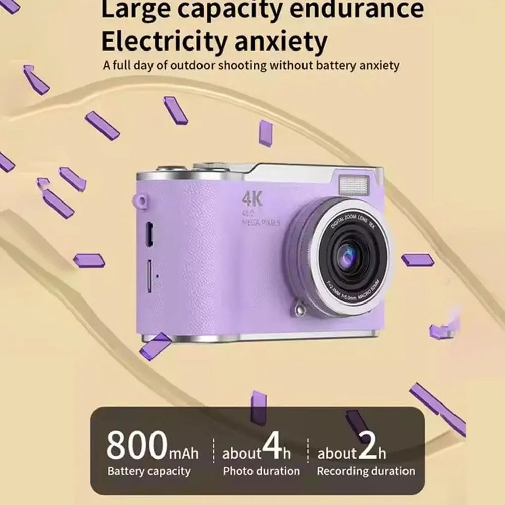 UltraView 4K FlipScreen Digital Camera 48MP Compact Travel Selfie Camera 3