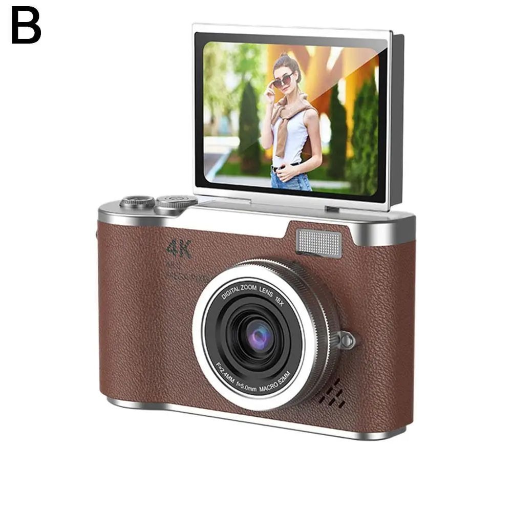 UltraView 4K FlipScreen Digital Camera 48MP Compact Travel Selfie Camera 12