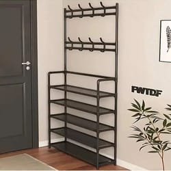 5-tier portable shoe & hat storage rack with shelves – reinforced multi-purpose organizer for home