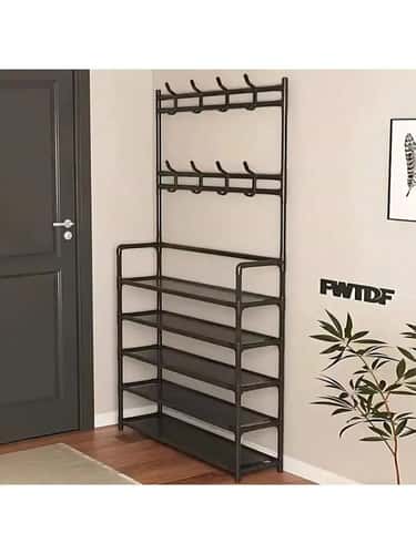 5-Tier Portable Shoe & Hat Storage Rack with Shelves – Reinforced Multi-Purpose Organizer for Home
