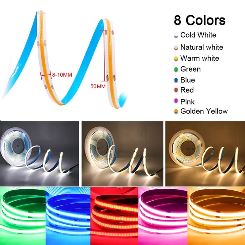 USB COB LED Strip Light 5V HighDensity Flexible Tape For Ambient Decor Lighting 3