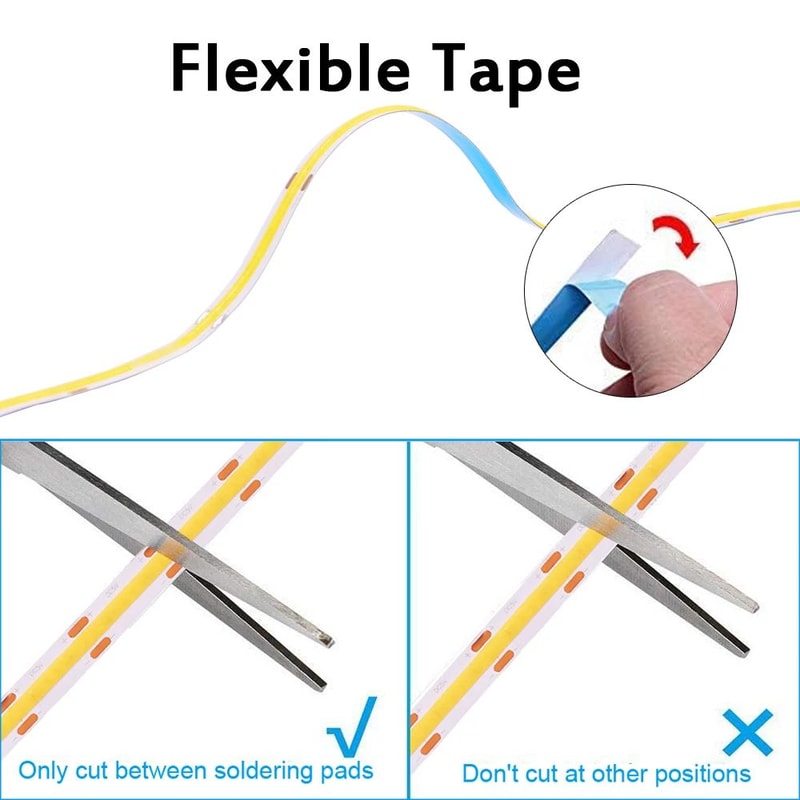 USB COB LED Strip Light 5V HighDensity Flexible Tape For Ambient Decor Lighting 5