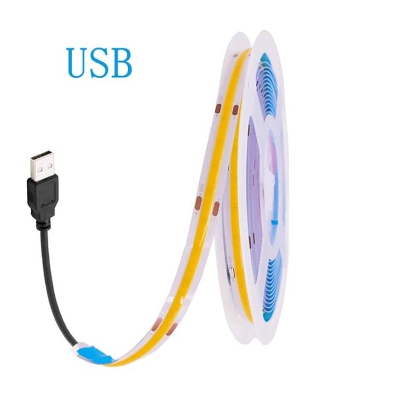 USB COB LED Strip Light 5V HighDensity Flexible Tape For Ambient Decor Lighting 7