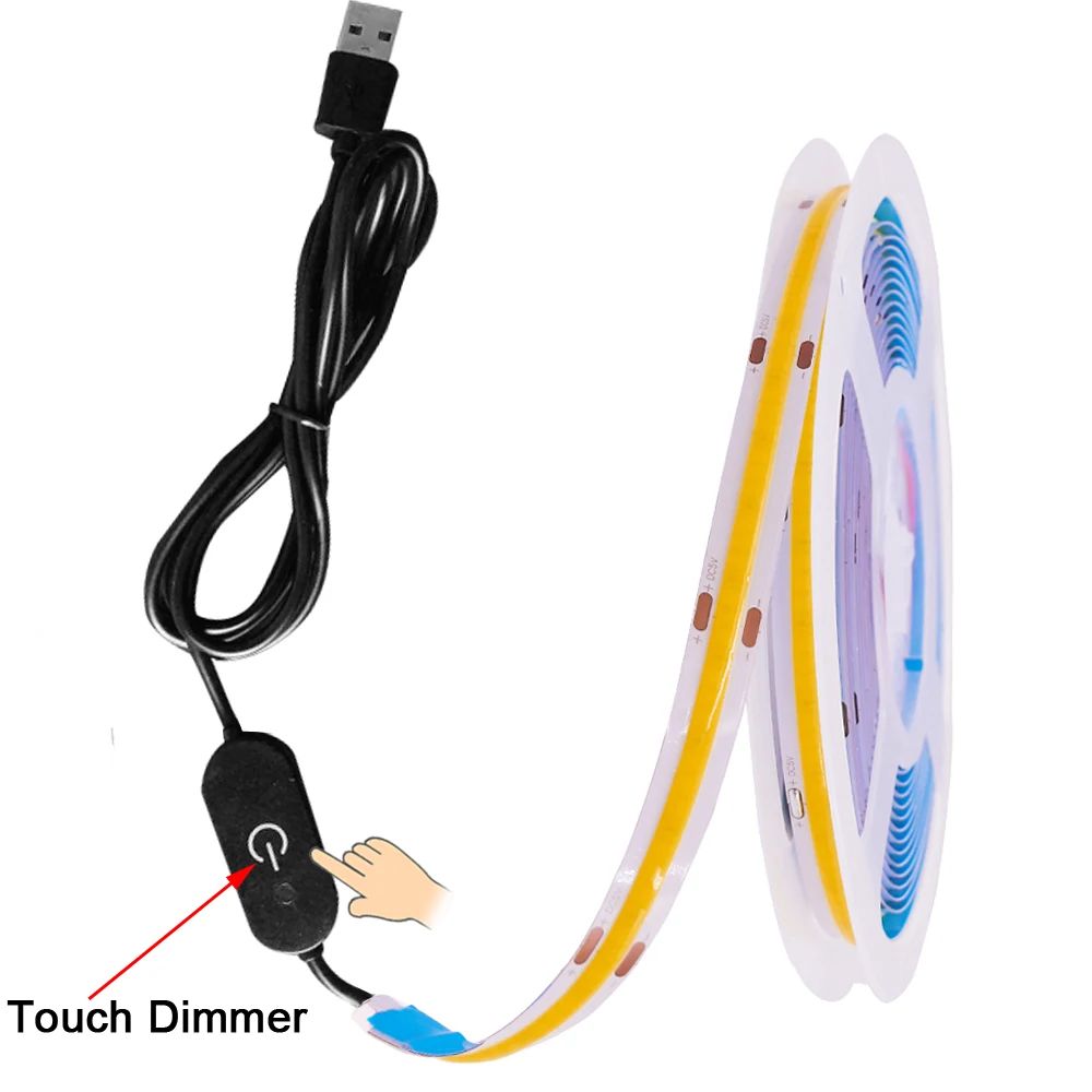 USB COB LED Strip Light 5V HighDensity Flexible Tape For Ambient Decor Lighting 10