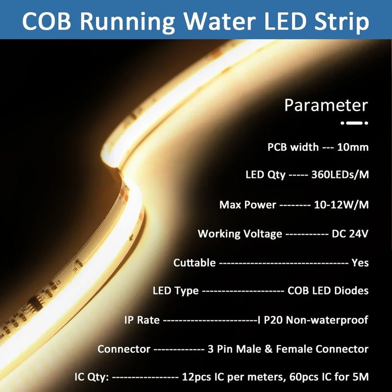 WS2811 COB Running Water LED Strip Light 24V With RF Remote Control 3