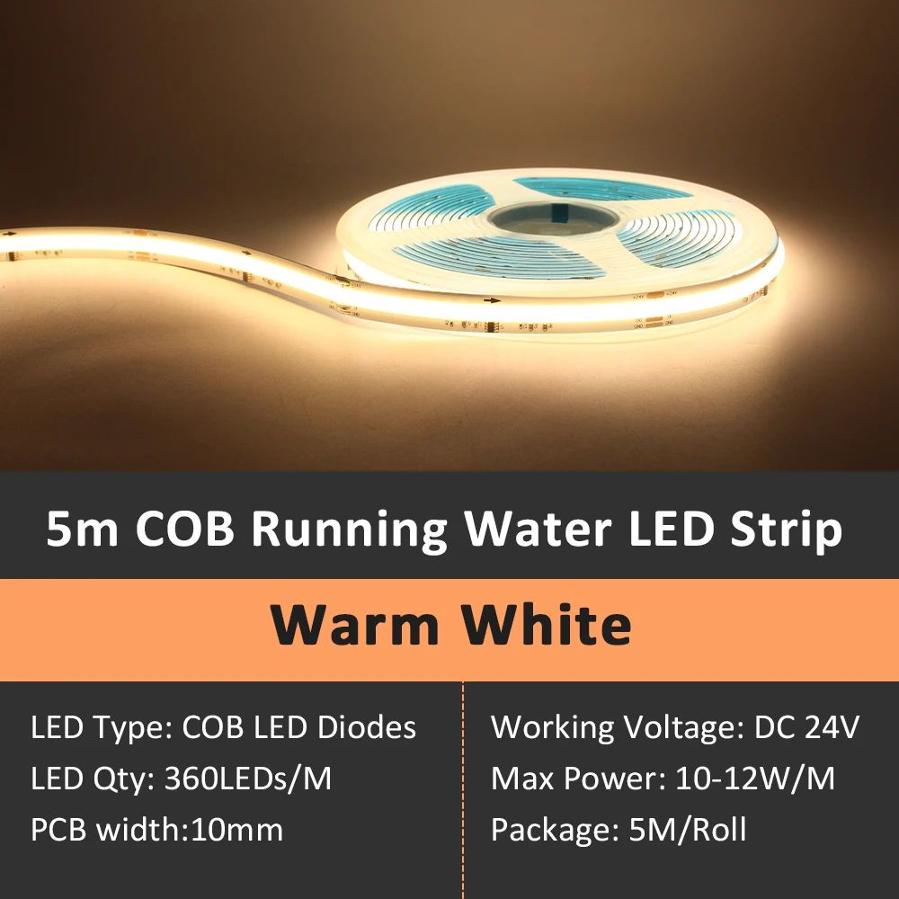 WS2811 COB Running Water LED Strip Light 24V With RF Remote Control 6