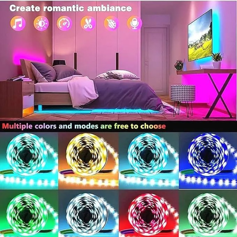 Smart RGB USB LED Strip Lights With WiFi App Control Tuya Alexa Google Compatible 5