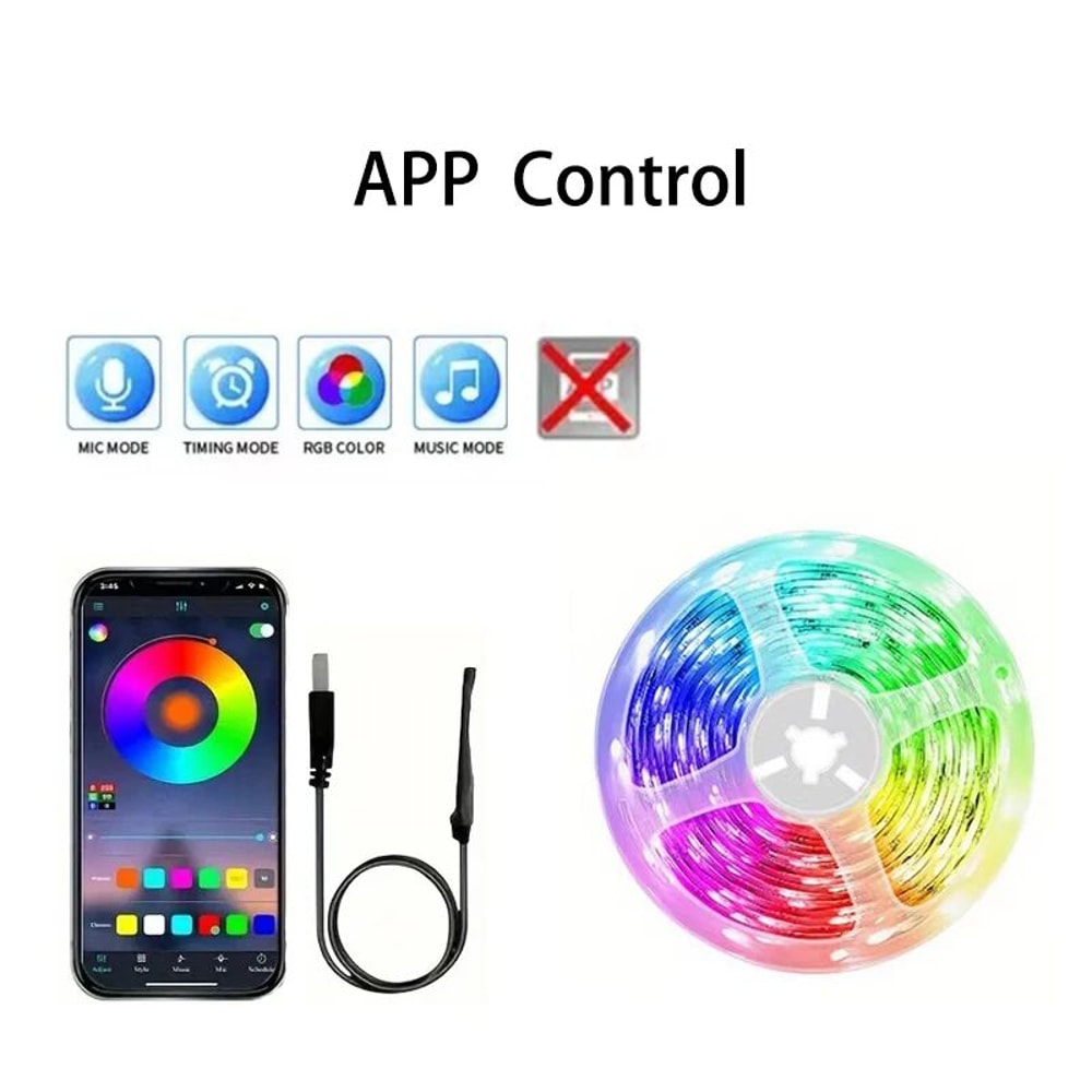 Smart RGB USB LED Strip Lights With WiFi App Control Tuya Alexa Google Compatible 11