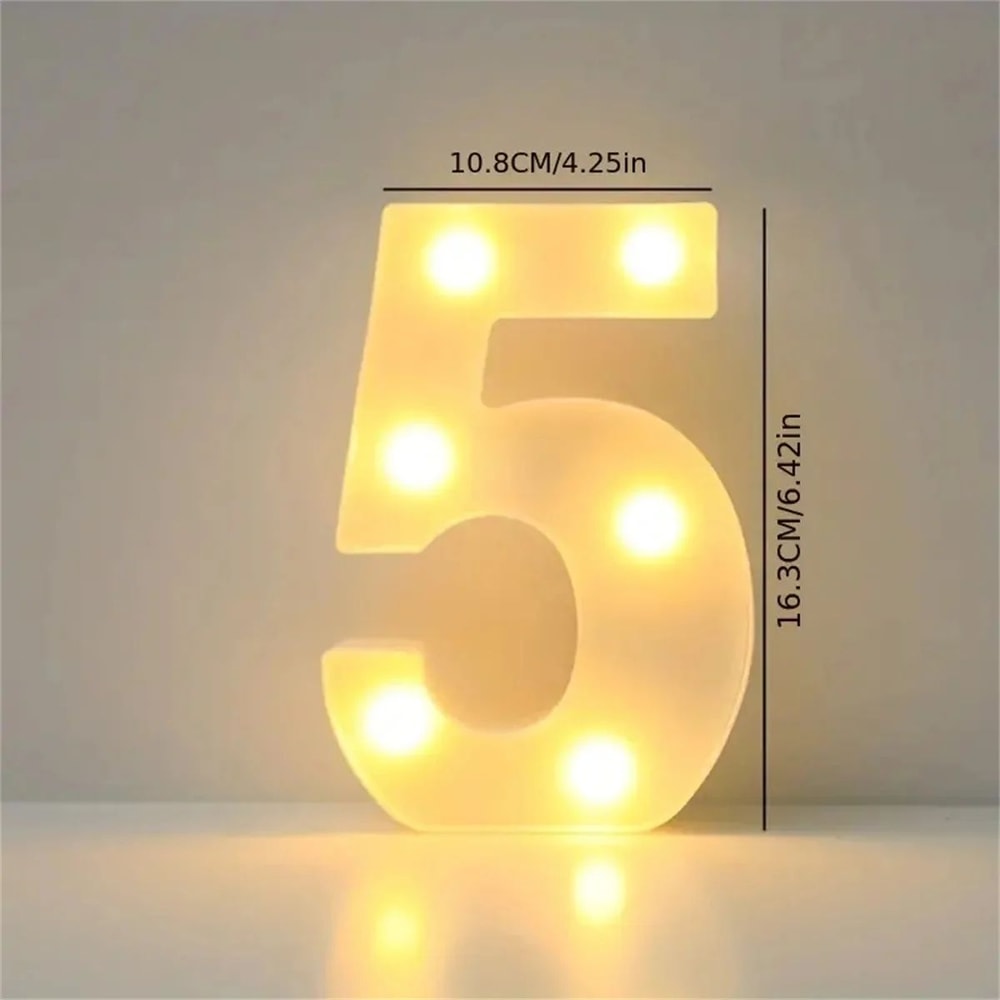 LED Marquee Letter Light 16cm Light Up Alphabet Number Night Decor 5