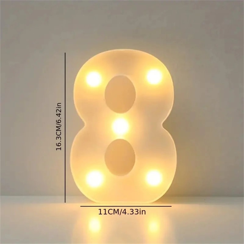 LED Marquee Letter Light 16cm Light Up Alphabet Number Night Decor 14