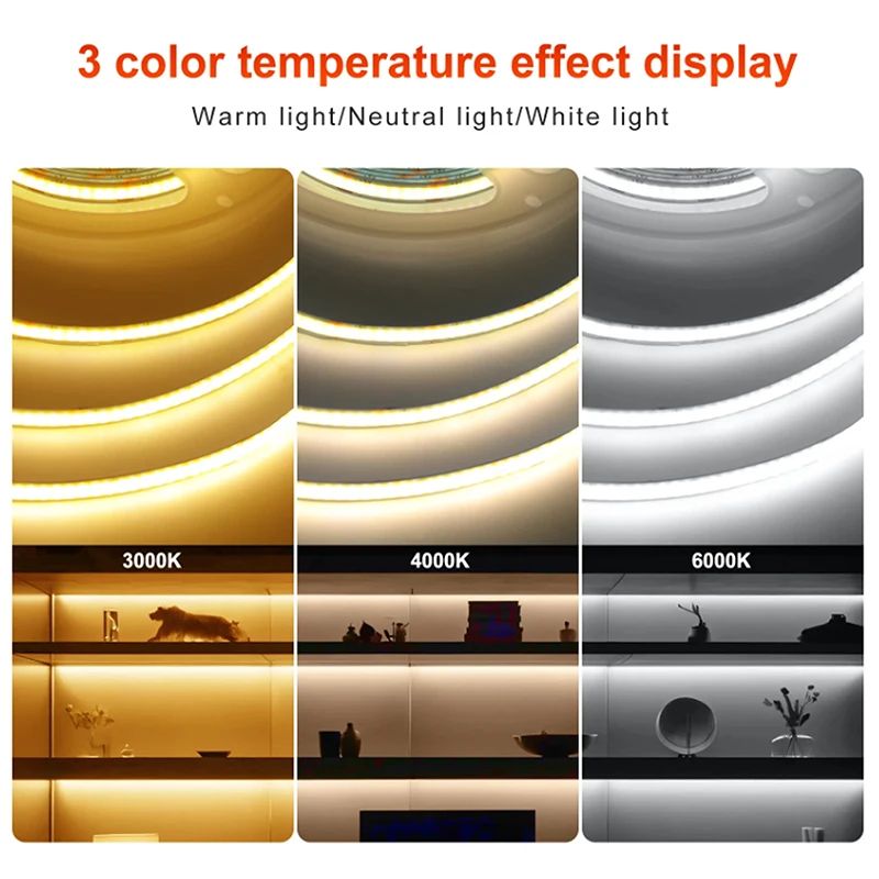 USB COB LED Strip Light 320 LEDsm High Density Flexible Lighting 3000K4000K6000K 4