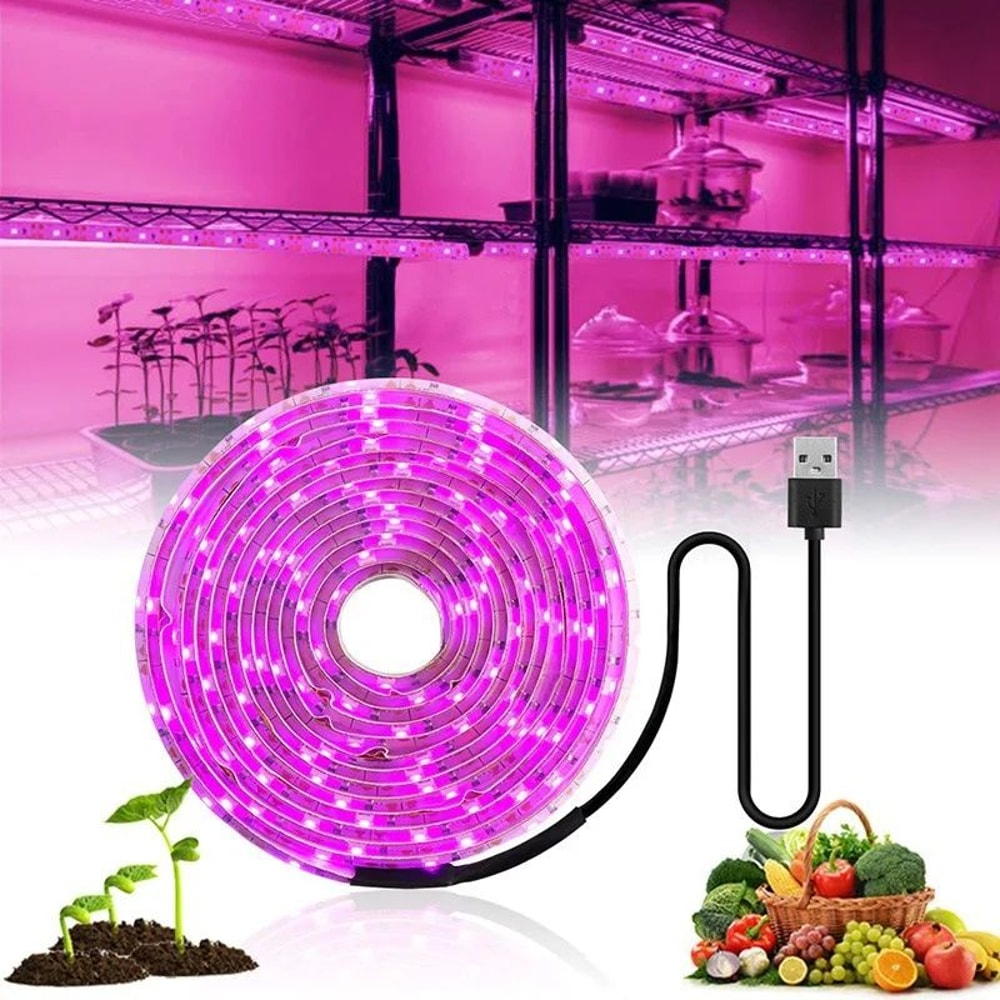Full Spectrum USB Grow Light Strip 5V Flexible LED Plant Strip For Indoor Seedlings Hydroponics 0