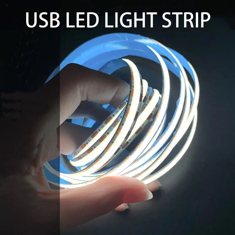 USB COB LED Strip Light With Touch Dimmer Flexible COB LED Tape For TV Mirror Room Backlighting 5 1