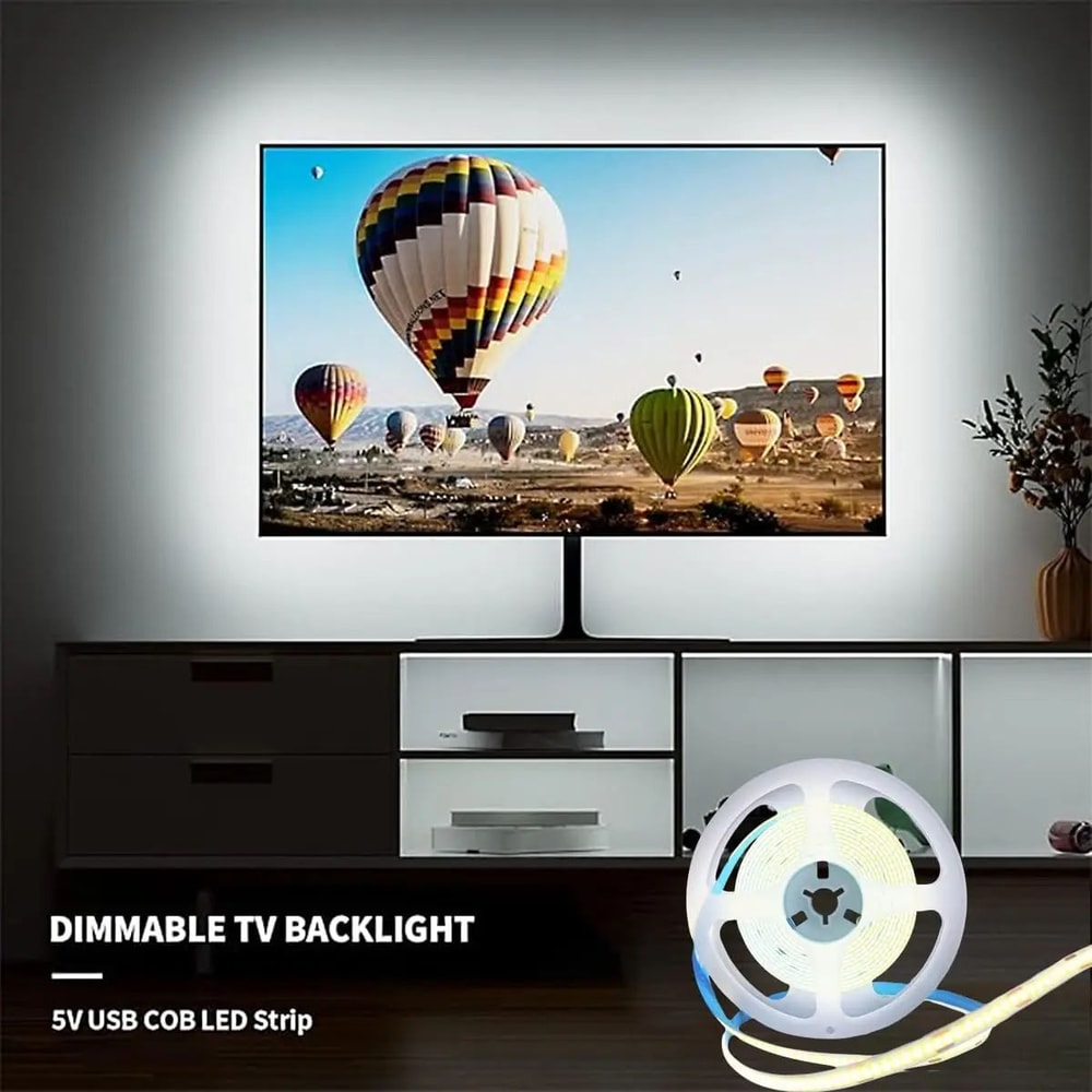 USB COB LED Strip Light With Touch Dimmer Flexible COB LED Tape For TV Mirror Room Backlighting 5 3