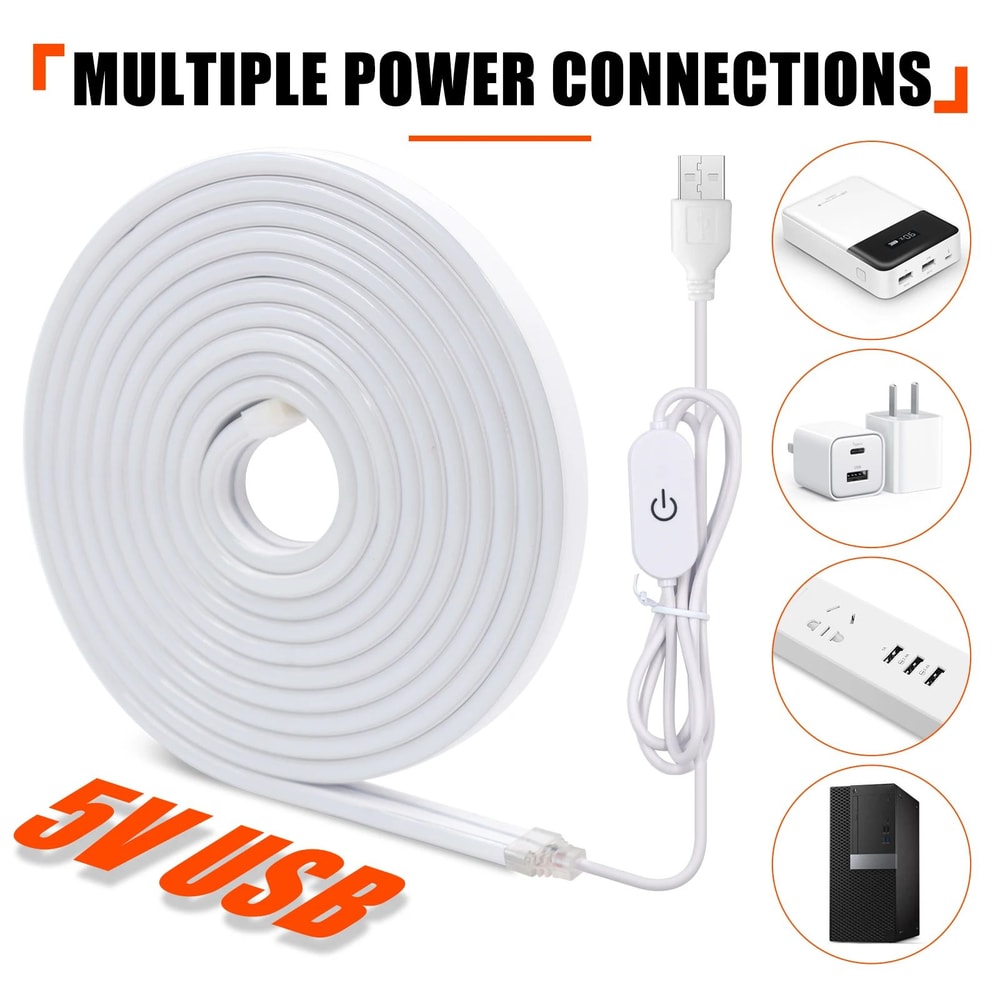 USB Touch Dimmable Neon Strip Light 5V Flexible Neon Rope For DIY Room Decor 4