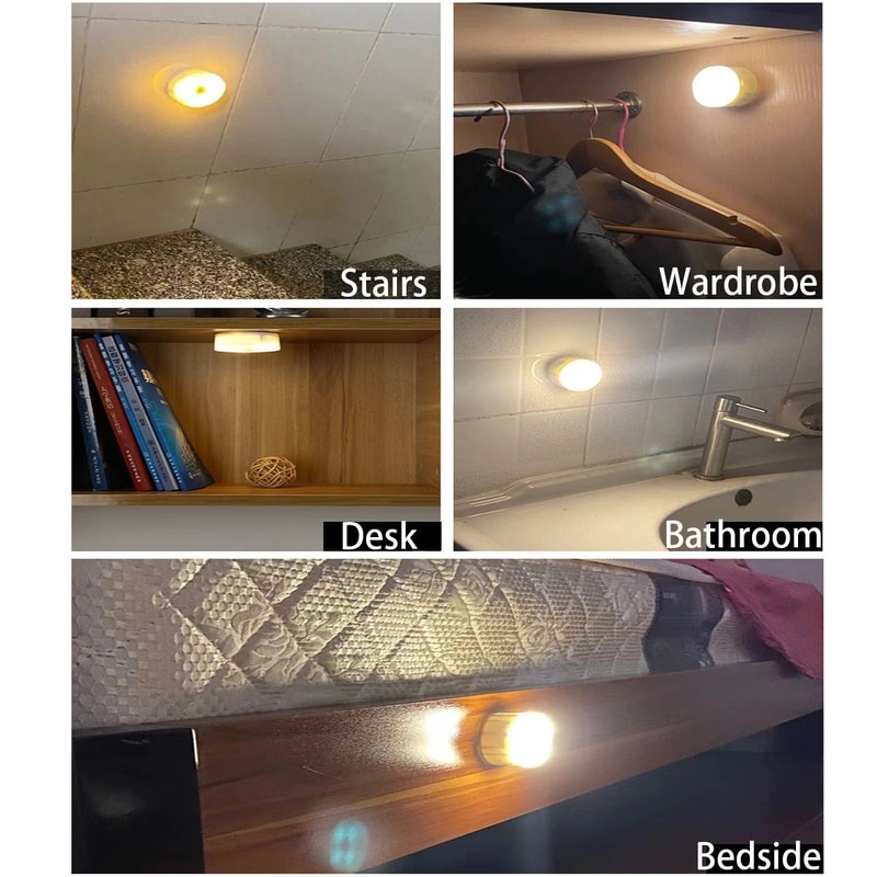 Battery Powered Night Light 3Mode EyeCare LED Cabinet Light For Bedside Closet Stairs 4