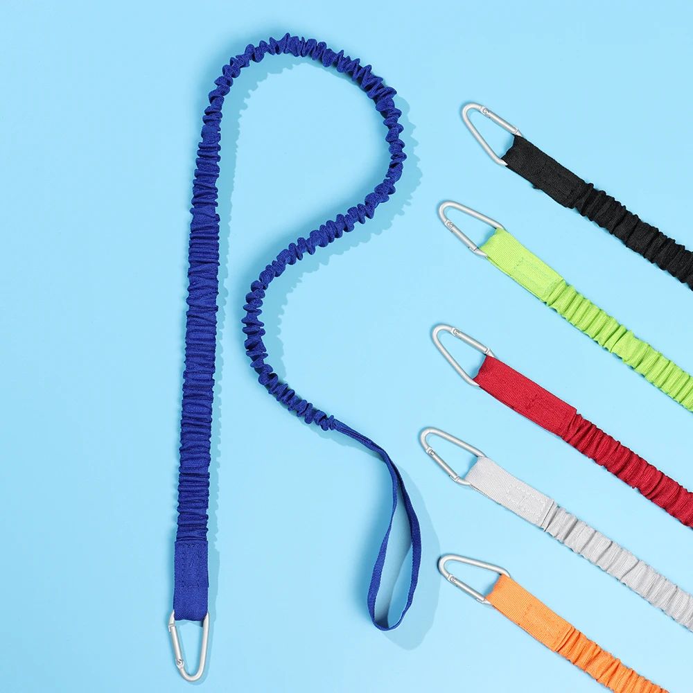 Coiled Kayak Paddle Leash With Carabiner Adjustable Safety Tether For Paddles Rods 3