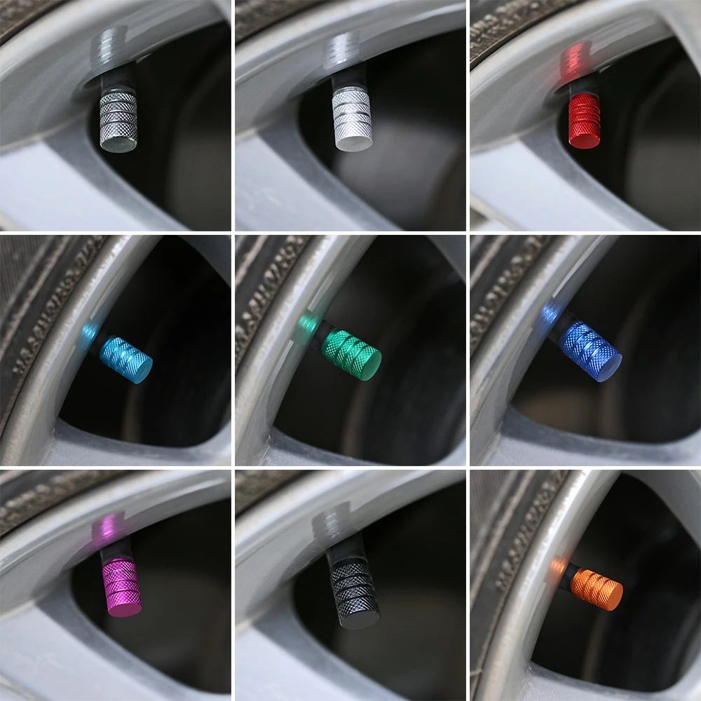 Aluminum Tire Valve Caps 4Pack Dustproof Valve Stem Covers For Cars Motorcycles Bikes 4