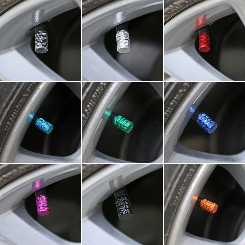 Aluminum Tire Valve Caps 4Pack Dustproof Valve Stem Covers For Cars Motorcycles Bikes 4