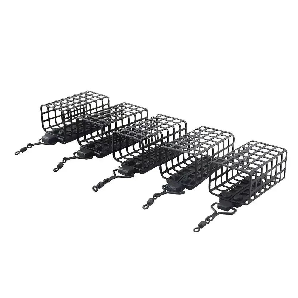 5Pack Stainless Steel Fishing Feeder Cage Set Round Square 10g50g For Fast Baiting Longer Casts 10